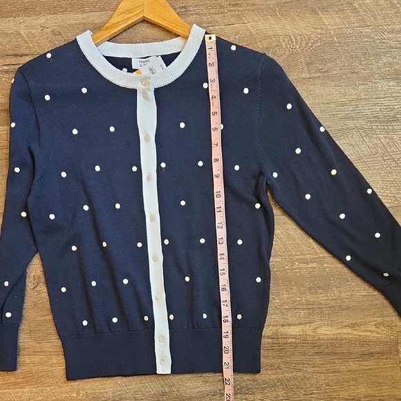 Cynthia Rowley Blue and White Polka Dot Cardigan Small 100% Cotton New W/Tags - Picture 8 of 11